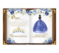 Ttincceer Fondo de Libro de Cuento de Hadas para niña Cumpleaños Érase una Vez Fondo de Flor Azul Quinceañera Princesa Elegante Decoraciones para Fiesta de cumpleaños Telones de Fondo 3x2.5m