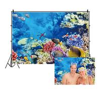 Ttincceer Fondo Mundo Submarino 2.5x1.8m 3D Vida Marina submarina Peces de Arrecife Paisaje Submarino Fotografía Fondos Baby Shower Banner de decoración de la Fiesta de cumpleaños de los niños