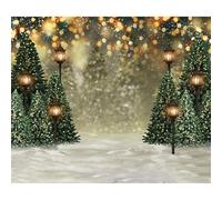 Ttincceer Fondo navideño 1.5x1.2m para sesión de Fotos diseño de Bosque Invernal pinos farolas Fondo de fotografía de Nochevieja Purpurina Nieve Retrato para niños y Adultos