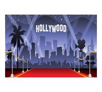 Ttincceer Hollywood Telón de Fondo Alfombra Roja 3x2m Noche de película Tema Ceremonia de premios Fondo Arquitectura Urbana Noche Estrellada Foco Fotografía Telón de Fondo Estudio Foto Props
