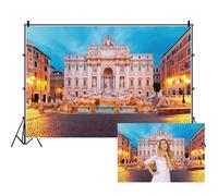 Ttincceer Italia Telón de Fondo de la Fuente de Trevi 1,5x1m Roma Arquitectura barroca Italia Fondo de Punto de Referencia Roma Viaje Fiesta temática Italiana Decoración Banner Studio Props