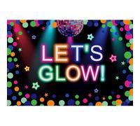 Ttincceer Let's Glow - Telón de fondo de fotos para fiesta de baile de música, discoteca de neón, baile, cumpleaños, fotografía, fondo de vinilo brillante, decoración de fiesta de 2,1 x 1,5 m