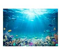Ttincceer Mundo Submarino telón de Fondo 220x150cm Tortuga Marina tiburón Coral Vida submarina fotografía Fondo Acuario Submarino Paisaje Fondo Tanque de Peces decoración telón de Fondo