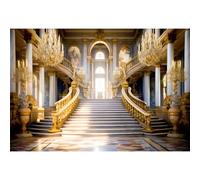 Ttincceer Palacio Dorado Fondo Interior 300x250cm Palacio Europeo Castillo Hall Escalera Fotografía Fondo Magnífico Lujo Castillo Real Fondo Cumpleaños Boda Banner