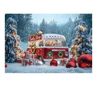Ttincceer Santa Stop Foto Fondo 3x2.5m Feliz Navidad Invierno Nieve Bosque Baby Shower Fondo Rojo Blanco Bola de Navidad Snowland Árbol de Navidad Telones de Fondo Decoración de Fiesta Familiar