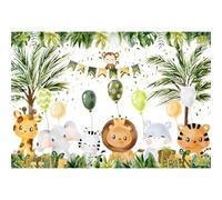 Ttincceer Selva Animal Telón de Fondo 2.5x1.8m Dibujos Animados León Tigre Elefante Safari Fondo Baby Shower Fiesta de Cumpleaños Banner Decorativo Estudio Retrato Tiro Accesorios