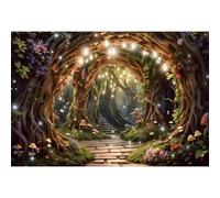 Ttincceer Telón de Fondo Bosques Encantados 3x2m Fantasía Cuento de Hadas Ratán Arco Fondo Colorido Flores De Seta Escalera De Piedra Fotografía Telón De Fondo Estudio Retrato Accesorios De Tiro