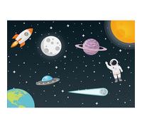 Ttincceer telón de Fondo del Espacio Exterior 1.8x1.2m Dibujos Animados Astronauta Planeta Alien Nave Espacial Fondo Galaxia Estrellas Brillantes niño cumpleaños fotografía telón de Fondo