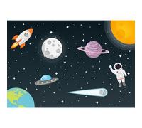 Ttincceer telón de Fondo del Espacio Exterior 2.2x1.5m Dibujos Animados Astronauta Planeta Alien Nave Espacial Fondo Galaxia Estrellas Purpurina niño cumpleaños fotografía telón de Fondo