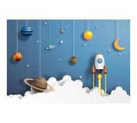 Ttincceer telón de fondo dibujos animados espacio exterior 2.2x1.5m cohete planeta universo bebé ducha fondo astronauta tema niño fiesta de cumpleaños fotografía telón de fondo estudio foto accesorios