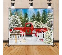 Ttincceer telón de Fondo Feliz Navidad 250x180cm camión Rojo muñeco de Nieve fotografía Fondo Campo de Nieve árbol de Navidad Fondo Brillante Nochevieja Fiesta decoración Banner