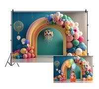 Ttincceer telón de Fondo Globo Arco 1,5x1m pequeño Fresco Verde Azulado Azul Fondo de Pared para Baby Shower Jaula Dorada Colorido Papel Corte Flor fotografía telón de Fondo Estudio Foto Accesorios