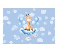 Ttinccer Lindo telón de Fondo de Jirafa 1.5x1.2m Él es un niño Baby Shower Fondo de fotografía Estrella Dorada Dibujos Animados Animal Nube Fondo de fotografía