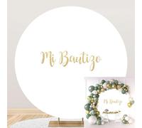 Ttinccer Mi Bautizo Fondo Redondo 200cm Primera Sagrada Comunión Baby Shower Fotografía Fondo Dorado Brillante Recién Nacido Fiesta De Cumpleaños Fotografía Telón De Fondo Pastel Mesa Banner