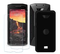 TTJ Funda para Crosscall Core M4, Negro Suave Silicona TPU Canica Carcasa Caso Case + [2 Piezas] Cristal Templado Film Vidrio para Crosscall Core M4 (4,95")