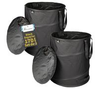 TTL Commerce TTL Garden BLACK SUPERIOR 2x 170L bolsa de jardín emergente DOBLE BASE 260gsm extra estable 600D Oxford juego de 2 bolsa de basura de jardín de 170 litros bolsa de hojas plegable residuo
