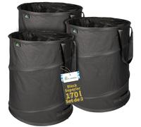 TTL Commerce TTL Garden NEGRO SUPERIOR 3x 170L Bolsa de jardín emergente DOBLE PISO 260gsm extra estable 600D Oxford juego de 3 Bolsa de basura de jardín de 170 litros Bolsa para hojas plegable Resid