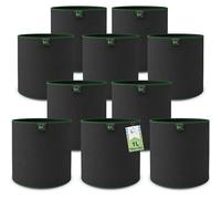 TTL Garden 10x 1L Bolsa para plantas de tela no tejida - Juego de 10 macetas de 1 litro para cultivo y crecimiento, bolsas de plantación 300 g/m² de fieltro y tela no tejida - H12 x Ø10 cm Recipiente