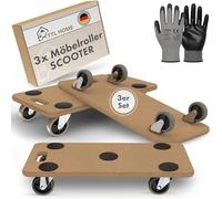 TTL Home Juego de 3 ruedas para muebles, 58 x 30 x 11 cm, carga de 250 kg, ruedas giratorias de goma 360°, ruedas giratorias y 5 almohadillas antideslizantes, carrito para objetos pesados para