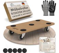 TTL Home Patinete Deluxe 58 x 30 x 11 cm - 250 kg de capacidad de carga lacada, tabla de transporte, ruedas giratorias de goma 360°, ruedas giratorias y 5 almohadillas antideslizantes para objetos