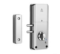 TTlock para cerradura de puerta de madera invisible inteligente con aplicación y tarjeta IC para desbloquear, compatible con múltiples usuarios autorizados y notificaciones en tiempo real (plata)