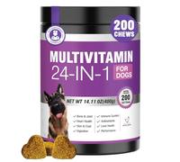 TTLXBL Multivitamínico Masticable 24 En 1 para Perros(200 Unidades). Contiene Condroitina, Probióticos Y Omega-3. Glucosamina. para Perros. Piel, Pelaje, Corazón, Articulaciones, Intestino, Hígado,