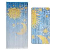 TTM Bamboo Moon & Sun - Cortina de Cuentas de bambú, Cortina Colgante, Cuentas de Puerta de bambú, 91 x 200 cm, 90 Cuerdas
