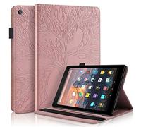 TTNAO Funda para Amazon Fire HD 10 Tablet 10.1" (2017 Release) Cuero PU Premium Carcasa Activación/suspensión automática Ranuras Diseño，Anti-rasguños Case, Arbol de la Vida Rosa