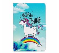 TTNAO Funda para Huawei Mediapad M5 10 10.1 Inch Tablet 2018Cuero PU Premium Carcasa Activación/suspensión automática Ranuras Diseño，Anti-rasguños Case,Sunny Rainbow Little White Horse