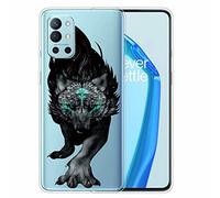 TTNAO Funda para Oneplus 9R Carcasa El Diseño Ultrafino TPU Suave Silicona Absorción Golpes Arañazo Cover+2*Protector De Pantalla Endurecido-Lobo Mutante