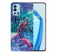 TTNAO Funda para Oneplus 9R Carcasa El Diseño Ultrafino TPU Suave Silicona Absorción Golpes Arañazo Cover+2*Protector De Pantalla Endurecido-Persiguiendo Sueños