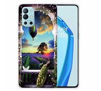 TTNAO Funda para Oneplus 9R Carcasa El Diseño Ultrafino TPU Suave Silicona Absorción Golpes Arañazo Cover+2*Protector De Pantalla Endurecido-Pavo Real Globo