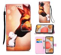 TTNAO Funda para Samsung Galaxy A42 5G Cartera Tapa Ranura patrón Cuero PU Carcasa Función Soporte Absorción Golpes Case+1*Protector de Pantalla-Tejido Liso(Beso de Perro)