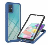 TTNAO Funda para Samsung Galaxy A51 A515,Absorción de Golpes Suave Ultrafino Anti-rasguños Prima Pet Membrana Templada Anterior CaseProtección de Todo el Cuerpo Cover,Azul