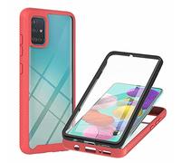 TTNAO Funda para Samsung Galaxy A51 A515,Absorción de Golpes Suave Ultrafino Anti-rasguños Prima Pet Membrana Templada Anterior CaseProtección de Todo el Cuerpo Cover,Rojo
