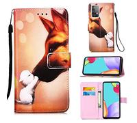 TTNAO Funda para Samsung Galaxy A52 4G/Galaxy A52 5G Cartera Tapa Ranura patrón Cuero PU Carcasa Función Soporte Absorción Golpes Case+1*Protector de Pantalla-Tejido Liso(Beso de Perro)