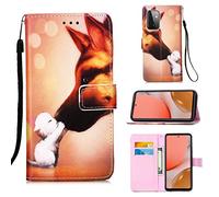 TTNAO Funda para Samsung Galaxy A52 4G/Galaxy A72 5G Cartera Tapa Ranura patrón Cuero PU Carcasa Función Soporte Absorción Golpes Case+1*Protector de Pantalla-Tejido Liso(Beso de Perro)