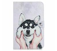 TTNAO Funda para Samsung Tab E 9.6 SM-T560 T567 T560NU T560NZCuero PU Premium Carcasa Activación/suspensión automática Ranuras Diseño,Anti-rasguños Case,Mano Que sostiene la Cabeza de Perro Lindo