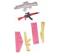 TTOA - 3 moldes de silicona para fondant, escopeta, rifle, escopeta, decoración de pasteles, artesanía de azúcar, molde de glaseado