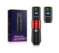 TTOOGO Kit de máquina de tatuaje giratorio inalámbrico - Carrera ajustable 2.0-4.2 mm, 1600 mAh Batería Pen con pantalla LCD, Tipo C Carga rápida,Rojo,2 batteries