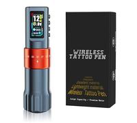 TTOOGO Profesional Pen de tatuaje inalámbrico con una carrera ajustable de 2.0-4.2 mm, máquina de tatuaje de batería giratoria de 1600 mAh Potencia inalámbrica,Naranja,1 battery