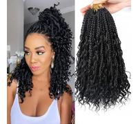 TTPSRY 14 Pulgadas Trenzas de Caja de Ganchillo Sintético Extensiones de Cabello Rizado para Mujeres Negras Trenzas de Crochet para Pelo Bohemio (1B)