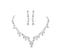 TTPSRY 2 Piezas Conjunto Joyería Nupcial Collar Pendientes Cristal Brillante Gota Agua Adornos Florales Elegantes Accesorios Ceremonia