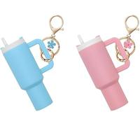TTPSRY 2 Piezas Llavero Taza Café Miniatura Charm Colgante Floral Decorativo Accesorio Bolso Mochila