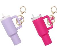 TTPSRY 2 Piezas Llavero Taza Café Miniatura Charm Colgante Floral Decorativo Accesorio Bolso Mochila