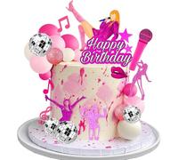 TTPSRY 26 Piezas Música Decoracion Tarta Cantante Cupcake Toppers Discoteca Bolas para Decorar Tartas para Tema Musical Decoracion de Fiestas