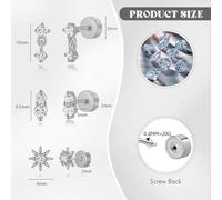 TTPSRY 3 Pares Pendientes Estrella Cristal Brillante Oro Pequeños Elegantes Mujer Tornillo Seguridad Hipoalergénicos