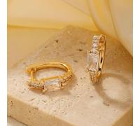 TTPSRY 3 Pares Pendientes Mujer Cristal Brillante Aros Pequeños Ear Jacket Circonita Elegante Joyería Delicada Dorado
