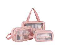 TTPSRY 3 PCS Bolsas Neceser Transparente Neceser de Aseo Transparente Bolsa de Cosméticos Impermeable con Cremallera Bolsas de Aseo para Baño para Hombre y Mujer Accesorios de Viaje（Rosa）