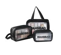 TTPSRY 3 PCS Bolsas Neceser Transparente Neceser de Aseo Transparente Bolsa de Cosméticos Impermeable con Cremallera Bolsas de Aseo para Baño para Hombre y Mujer Accesorios de Viaje（Negro）
